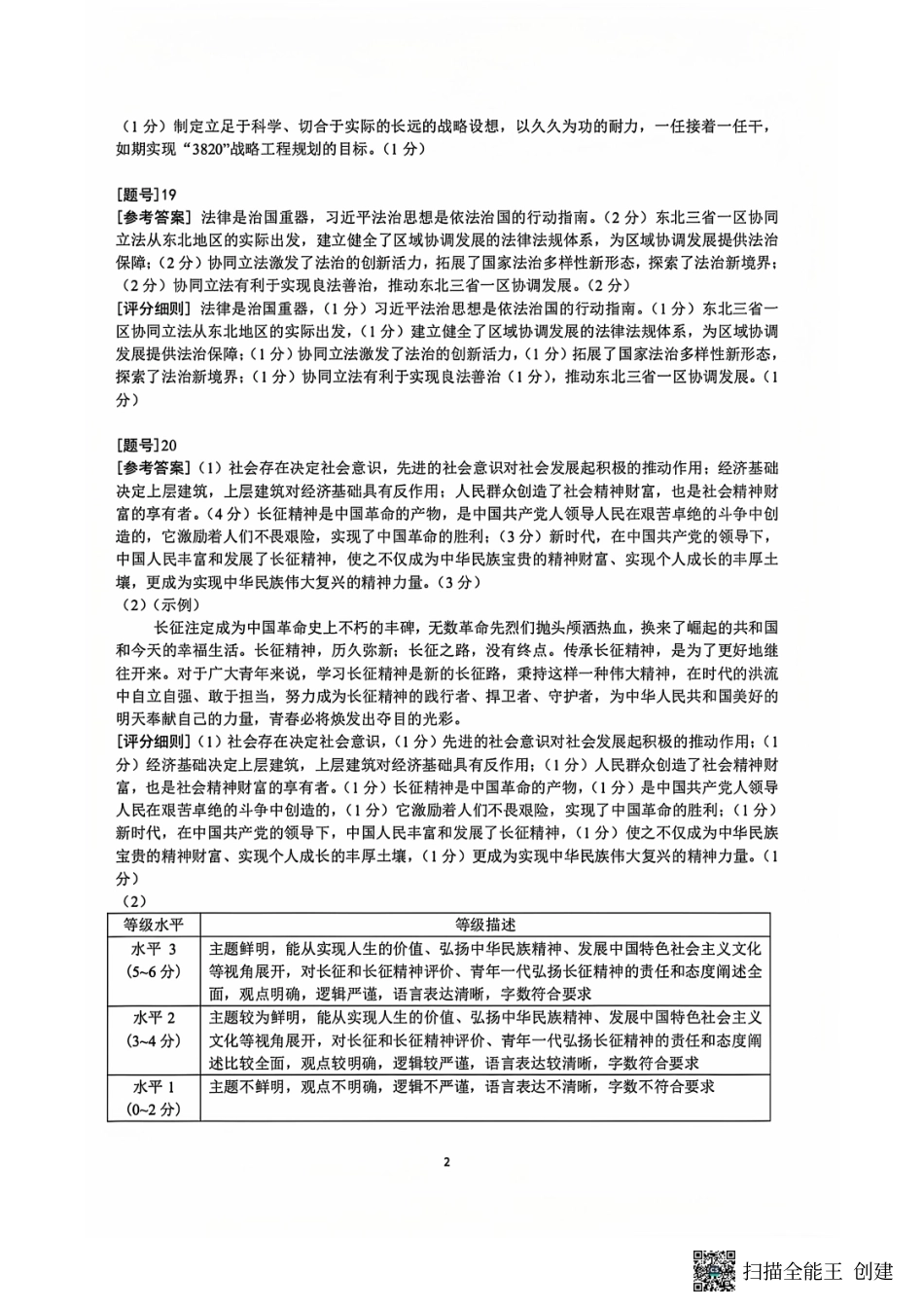 东北三省精准教学2024-2025学年高三上学期12月月考政治答案.pdf_第2页