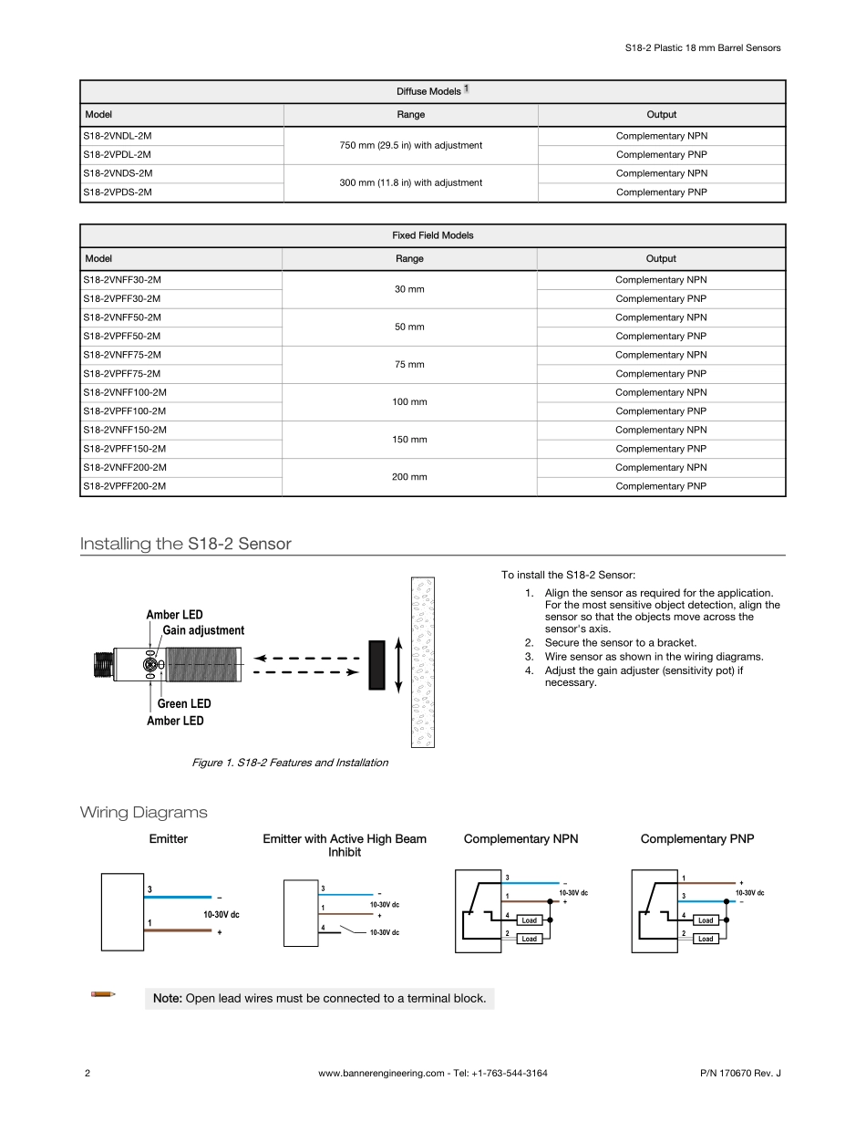 IC资料_S18-2VPFF150-2M (BANNER).pdf_第2页