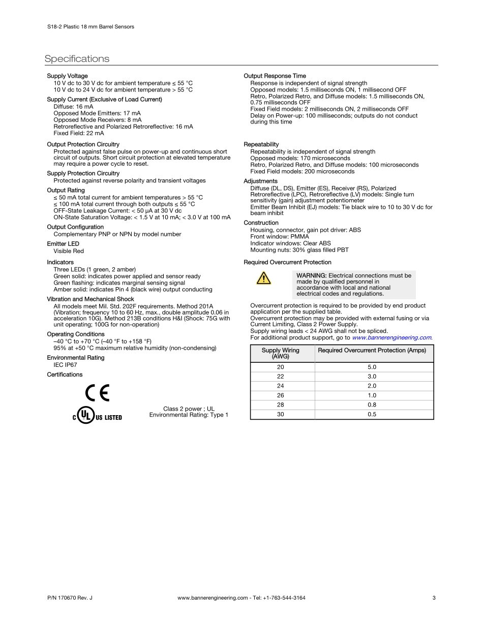 IC资料_S18-2VPFF150-2M (BANNER).pdf_第3页