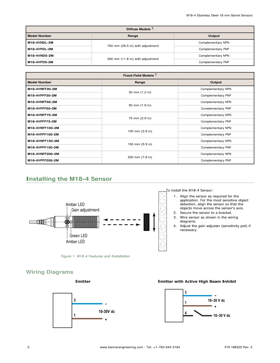 IC资料_M18-4VNRS-2M (BANNER).pdf_第2页