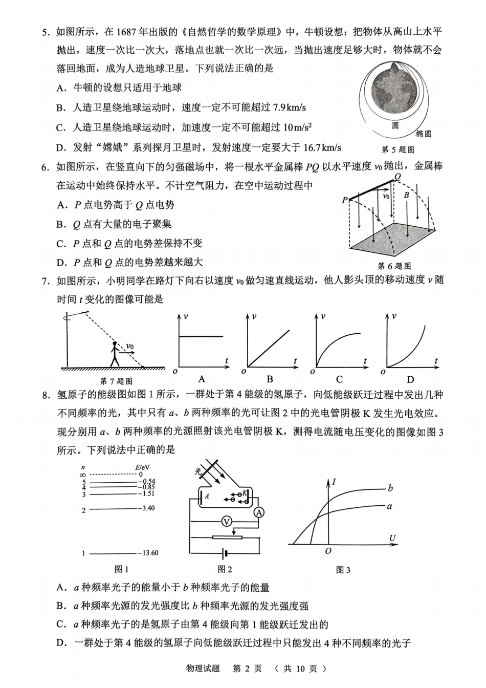 浙江省绍兴市诸暨市2024年12月高三诊断性考试试题物理（含答案）.pdf_第2页