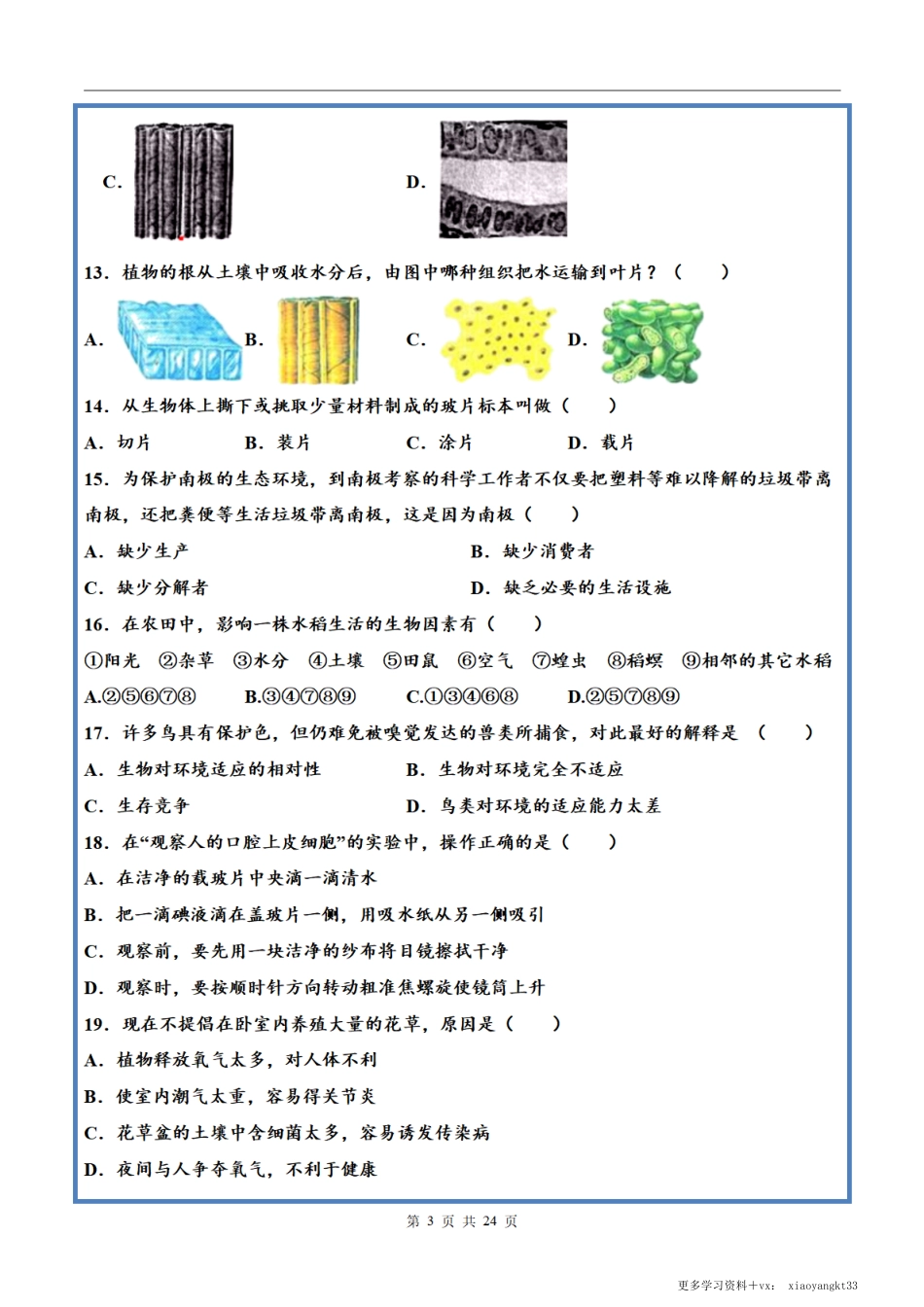 【七上生物】期中测试卷.pdf_第3页