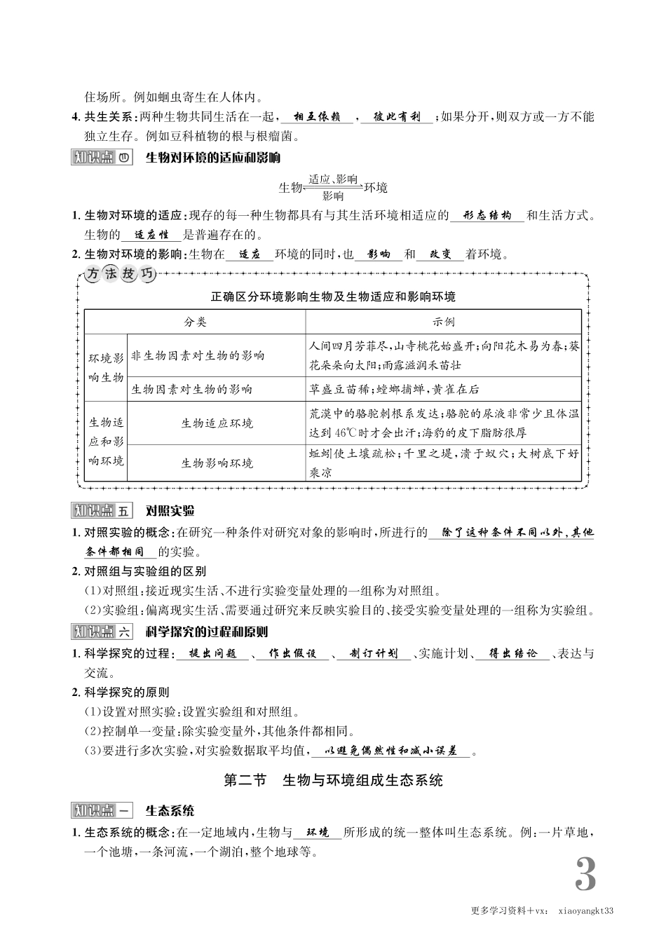 【七上生物】全册知识背诵清单（人教版）.pdf_第3页