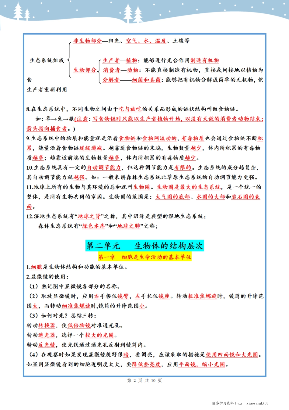 七上生物知识点汇总（填空答案版）.pdf_第2页