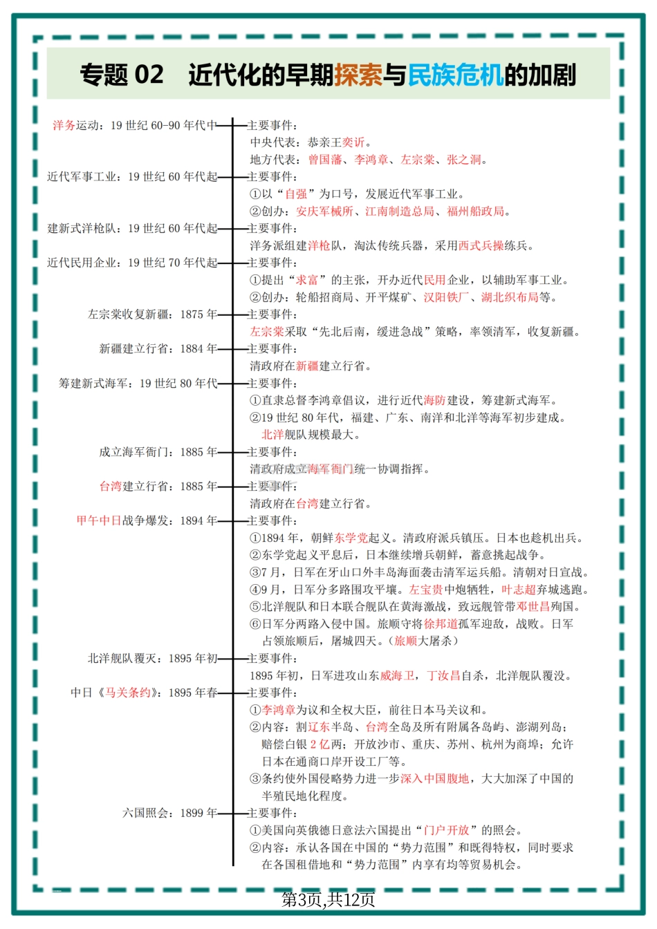 八年级上册历史【24新版】重点知识时间轴梳理-背诵版(2).pdf_第3页