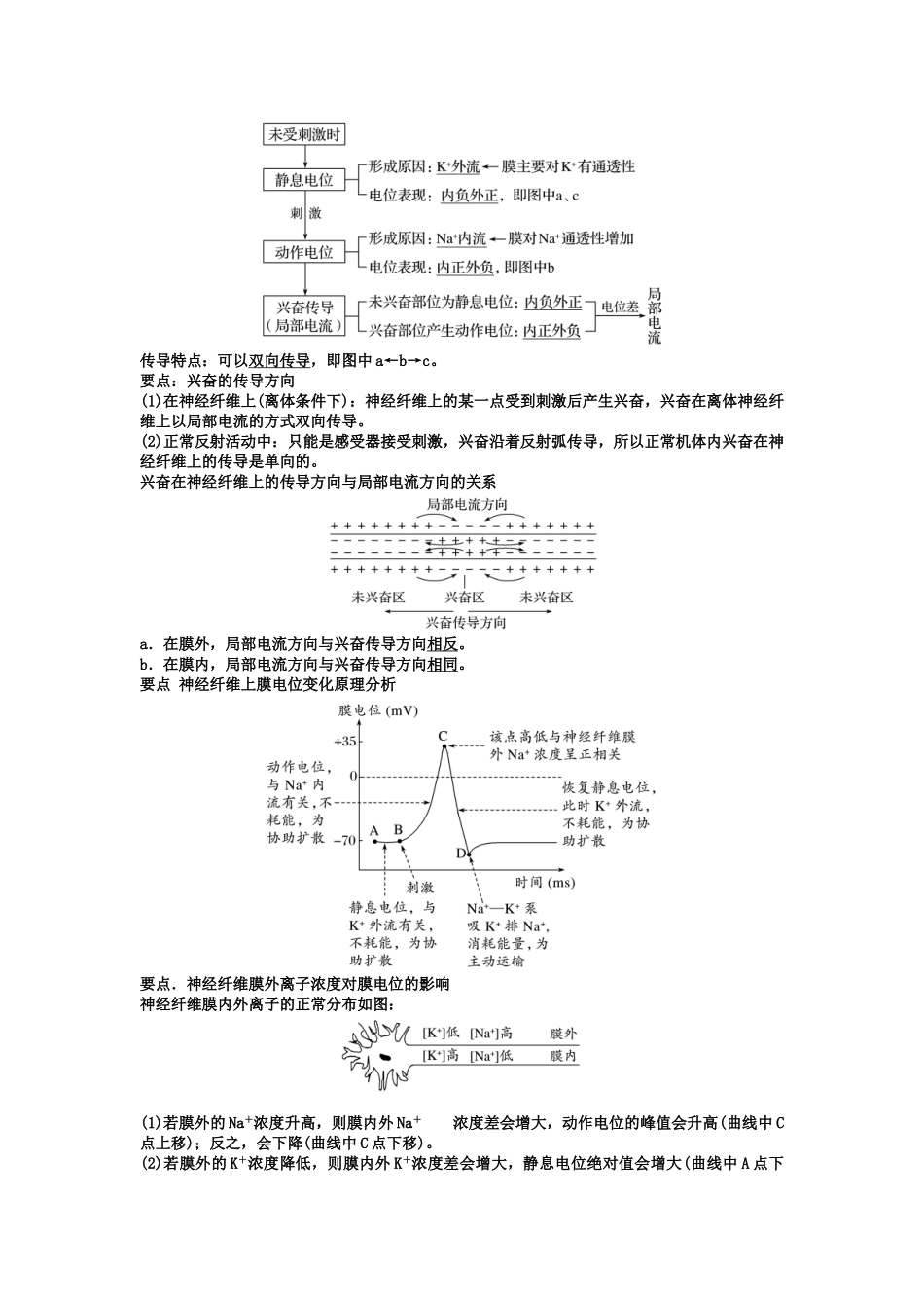 第2章 神经调节 期末复习知识点总结【新教材】人教版高中生物选择性必修一.doc_第3页