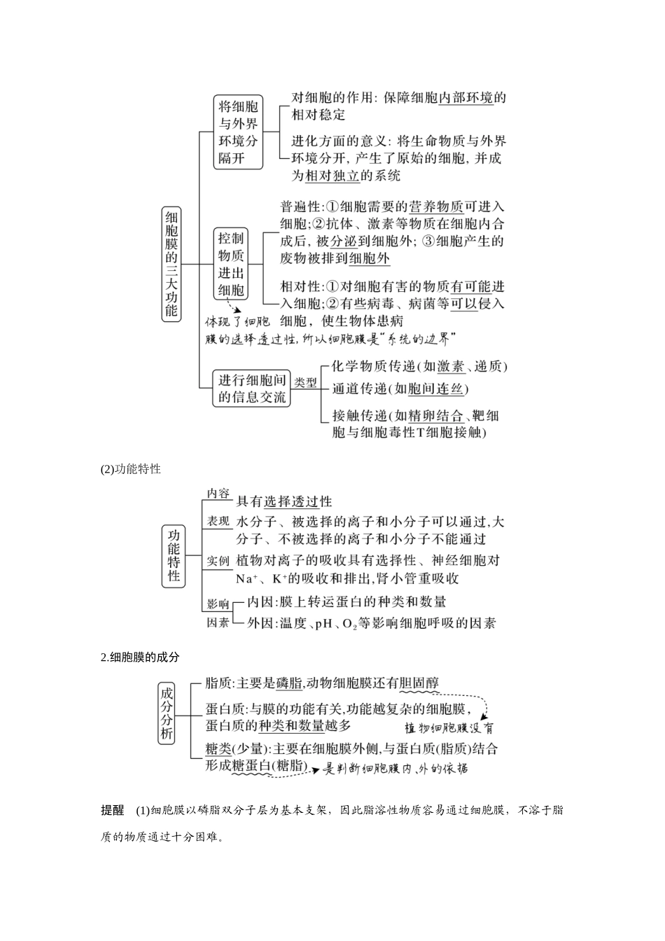 第4讲　细胞膜与细胞核-高考生物一轮复习讲义（新高考版）.docx_第2页