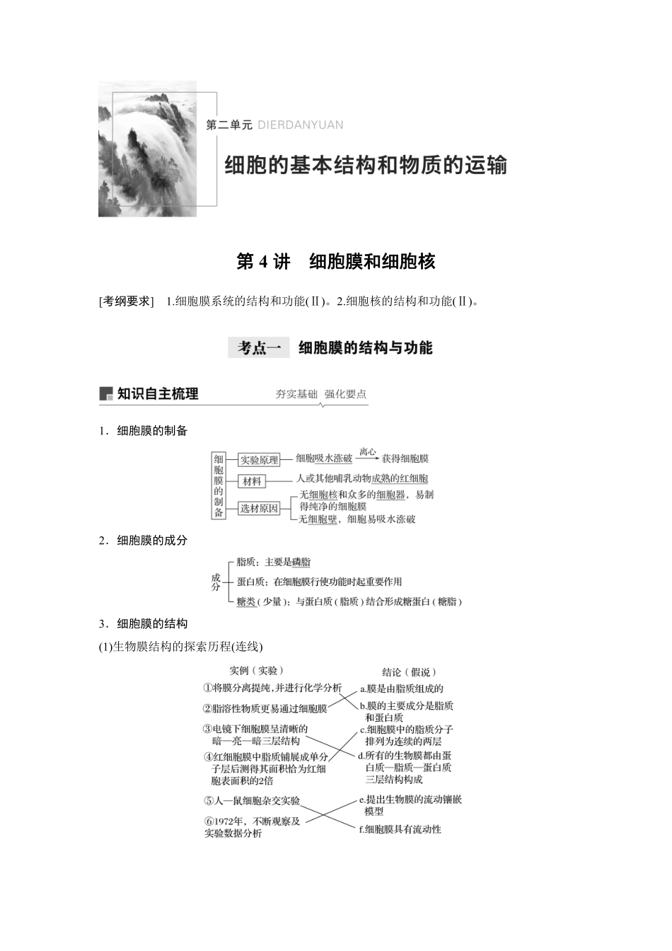 高考生物一轮复习讲义 第2单元 第4讲　细胞膜和细胞核.pdf_第1页