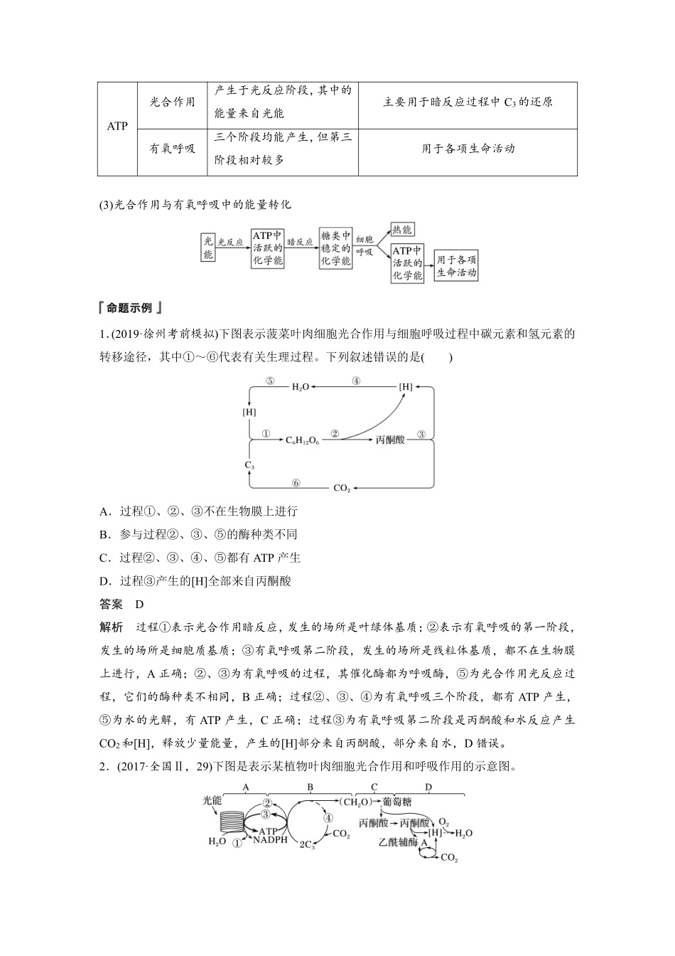 高考生物一轮复习讲义 第3单元 第10讲　光合作用与细胞呼吸的综合应用.pdf_第2页