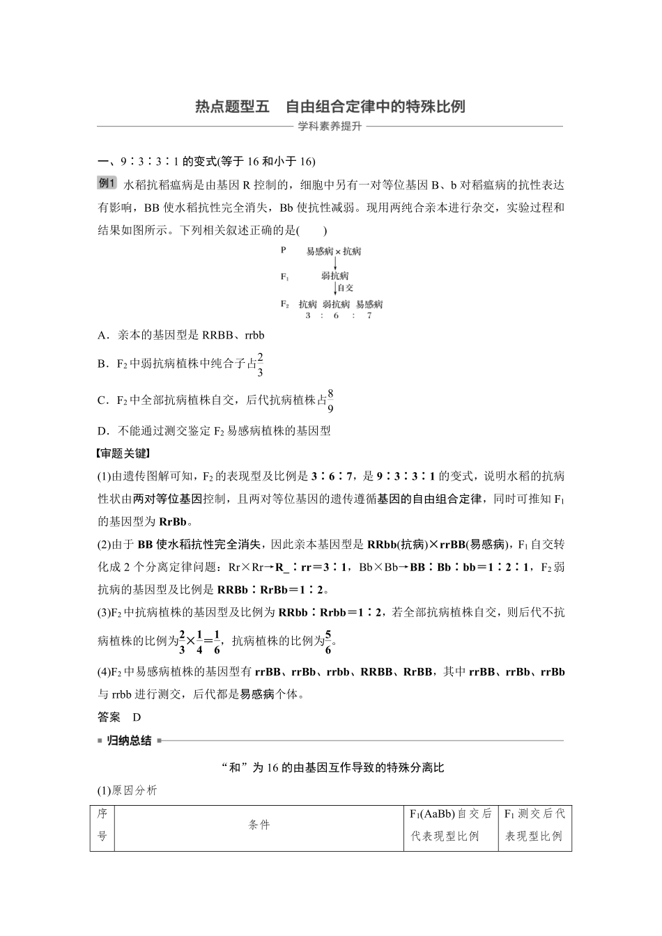 高考生物一轮复习讲义 第5单元 热点题型五  自由组合定律的特殊比例.pdf_第1页