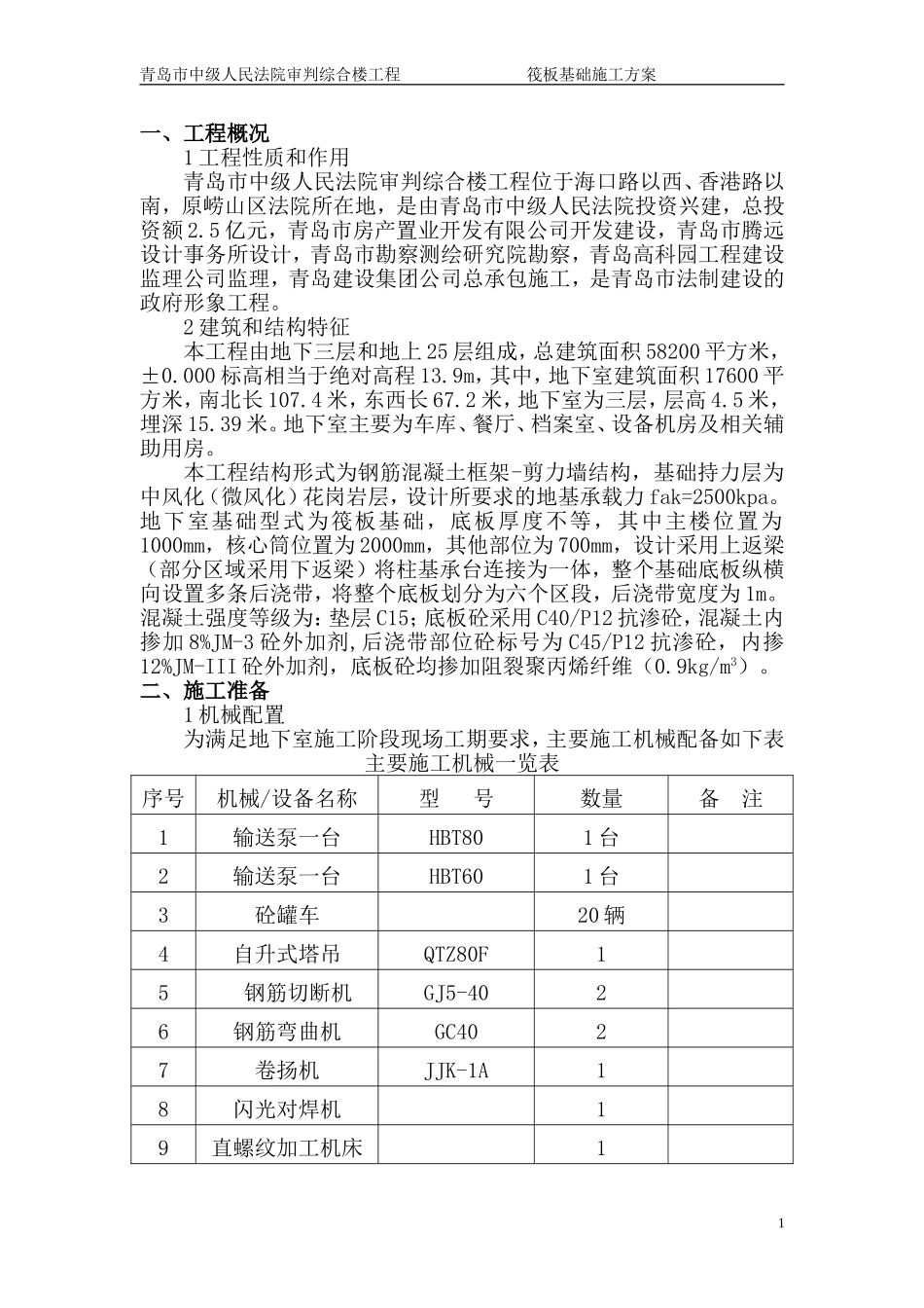 筏板基础施工方案.doc_第1页