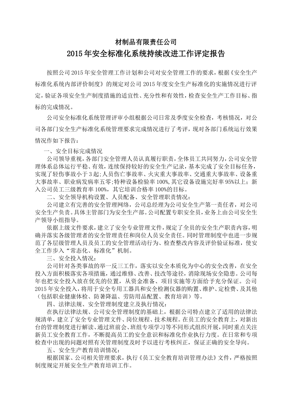 安全生产标准化系统持续改进评定报告（参考）.doc_第2页