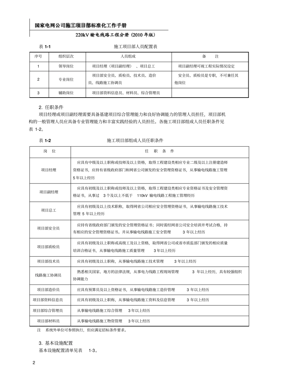 国家电网公司施工项目部标准化工作手册220kV输电线路工程分册(2010版).pdf_第2页