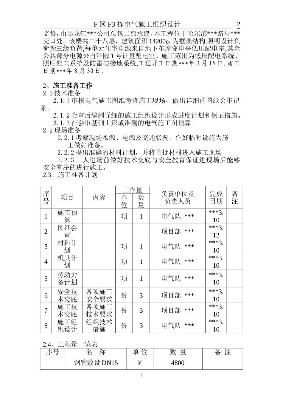 哈尔滨某住宅电气施工组织设计.doc_第2页