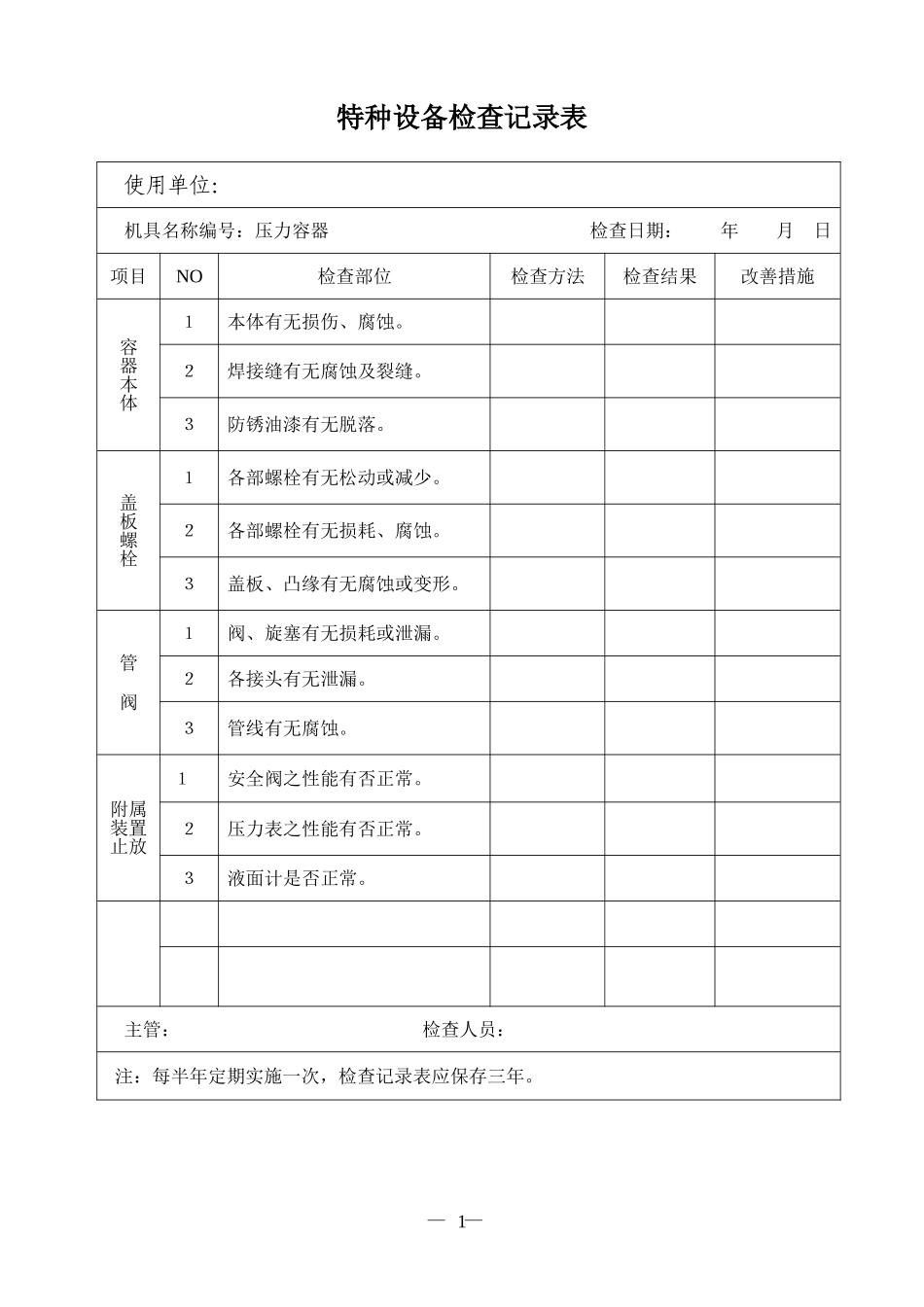 特种设备检查记录表.doc_第1页