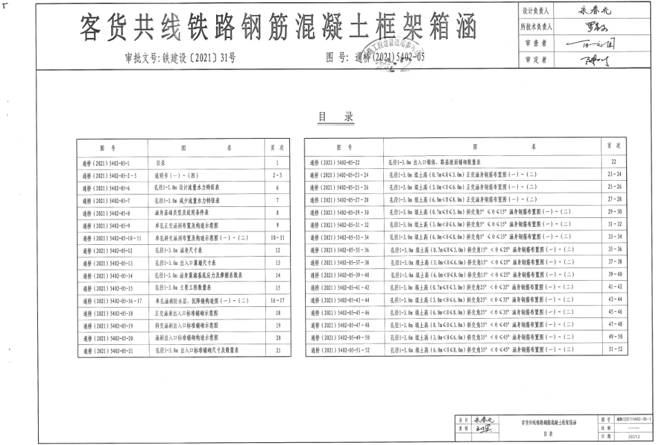 通桥(2021)5402-05客货共线铁路钢筋混凝土框架箱涵单孔孔径.pdf_第2页