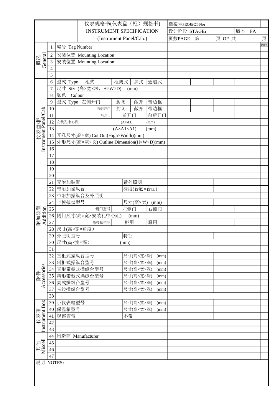 仪表盘柜规格书.xls_第1页