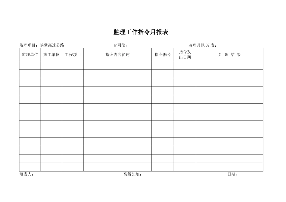 月报07表    监理工作指令月报表.doc_第1页