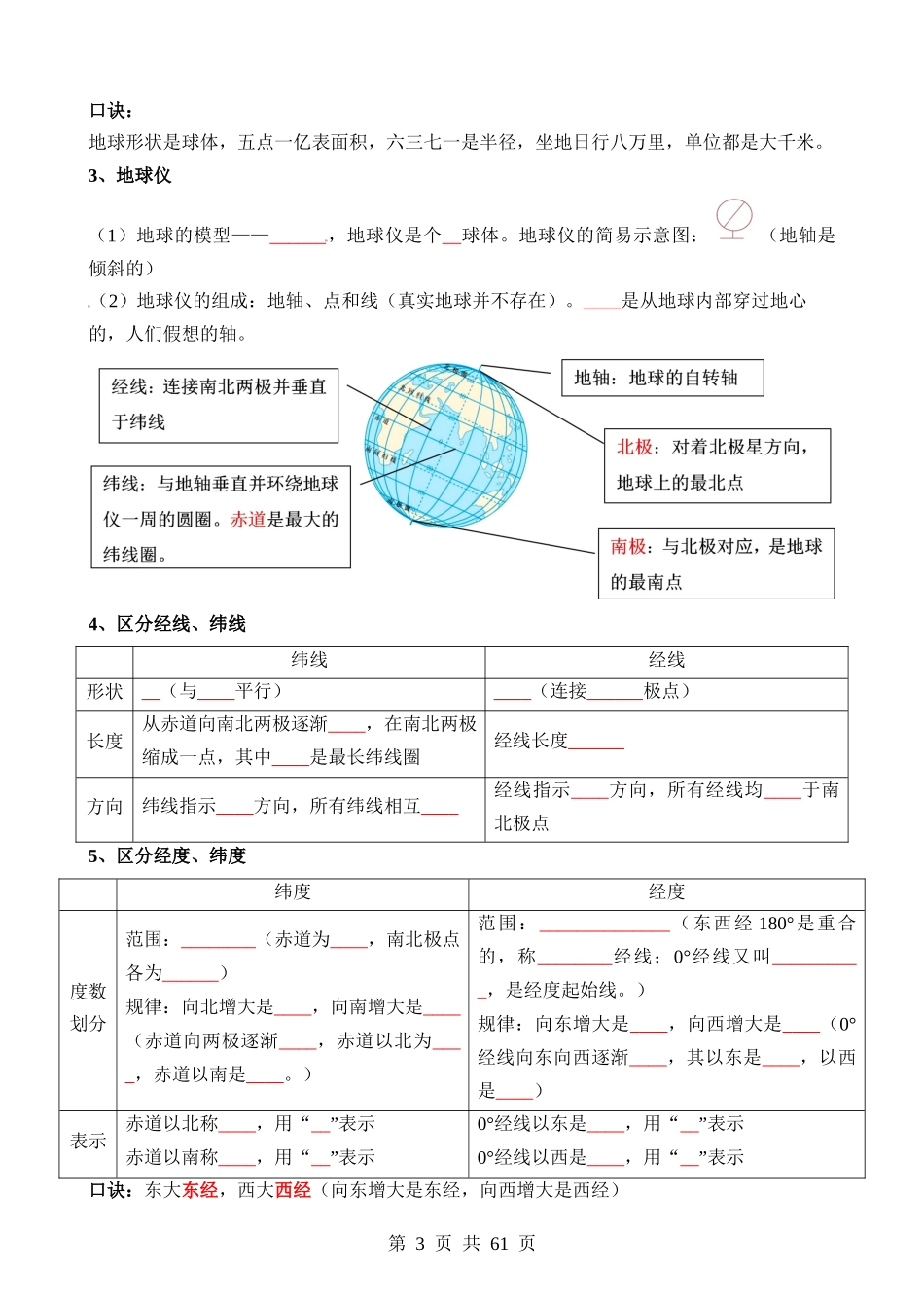 专题01 地球和地图-【中考地理】一轮复习知识清单.docx_第3页