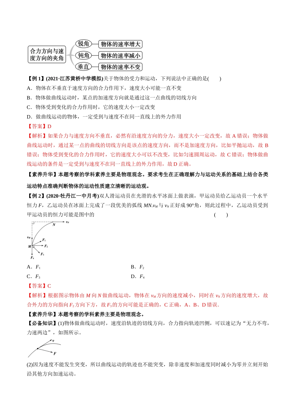 专题4.1 曲线运动　运动的合成与分解【讲】教师版-高考物理一轮复习讲义（新高考）.docx_第2页