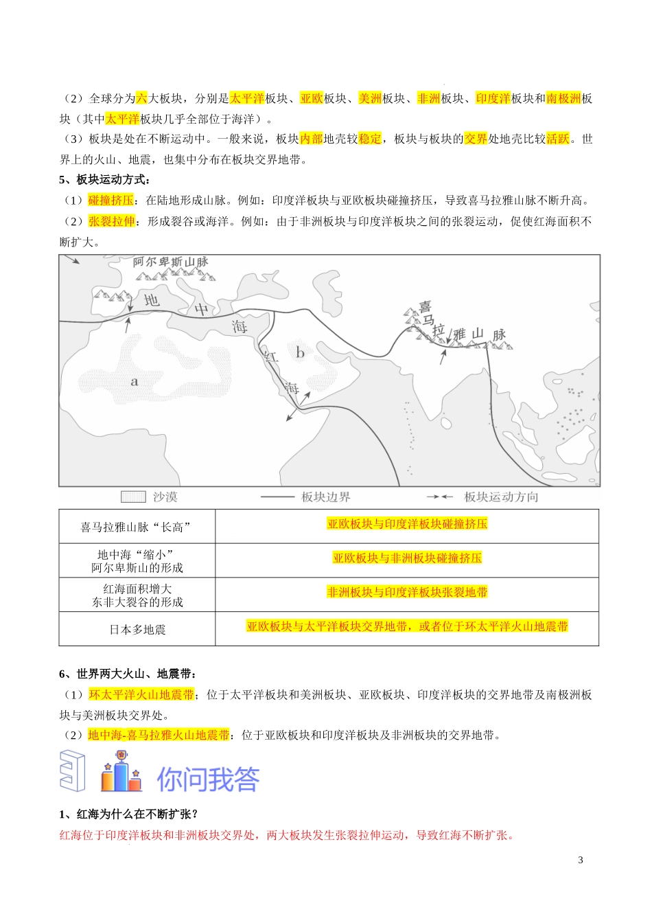 专题05 板块构造学说（解析版）-初中地理必备识图速记手册与变式演练.docx_第3页