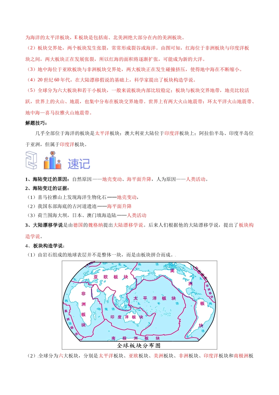 专题05 板块构造学说-备战2024年中考地理识图速记手册与变式演练（全国通用）（解析版）.docx_第2页