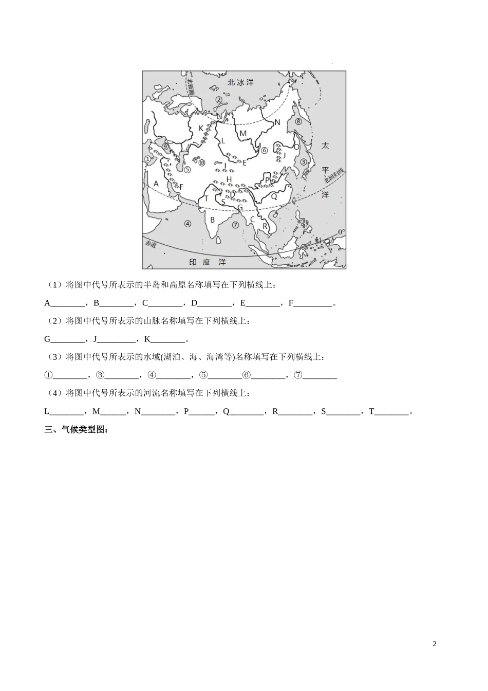 专题08 亚洲（原卷版）-初中地理必备识图速记手册与变式演练.docx_第2页