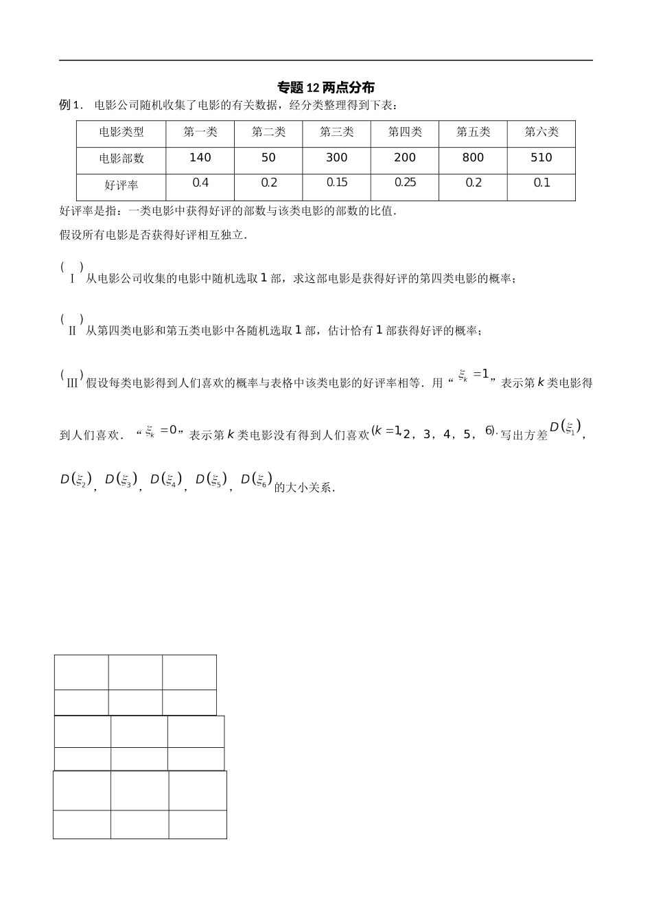 专题12 两点分布（原卷版）-概率统计题型全归纳.docx_第1页