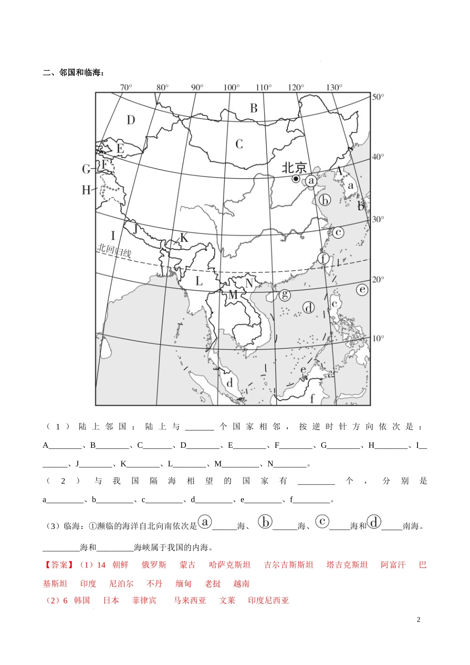 专题15 中国的疆域和行政区划（解析版）-初中地理必备识图速记手册与变式演练.docx_第2页