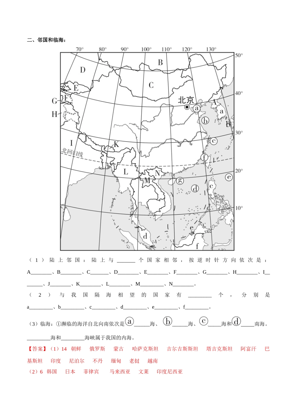 专题15 中国的疆域和行政区划-备战2024年中考地理识图速记手册与变式演练（全国通用）（解析版）.docx_第2页