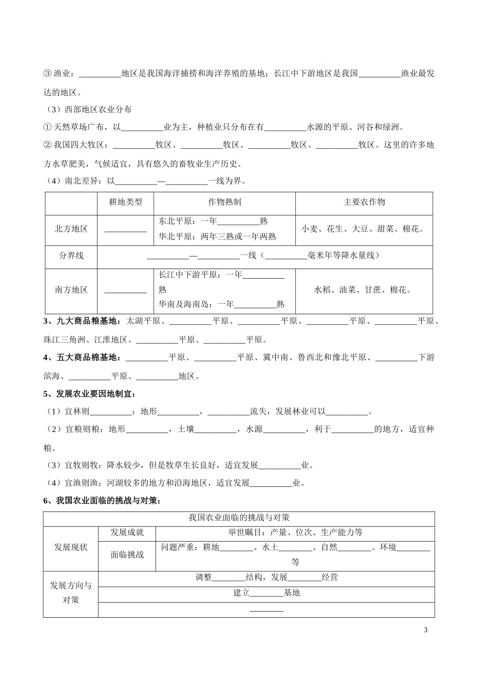 专题21 中国的农业（原卷版）-初中地理必备识图速记手册与变式演练.docx_第3页