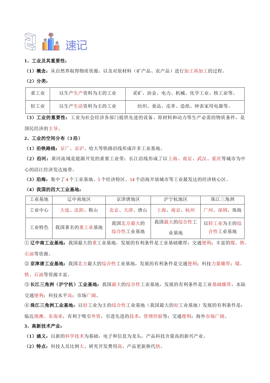 专题22 中国的工业-备战2024年中考地理识图速记手册与变式演练（全国通用）（解析版）.docx_第3页