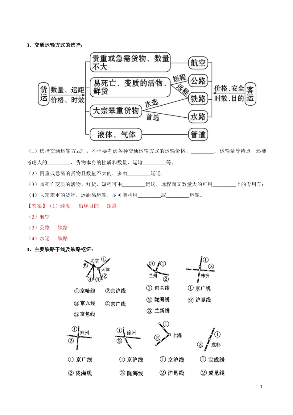 专题23 中国的交通（解析版）-初中地理必备识图速记手册与变式演练.docx_第3页