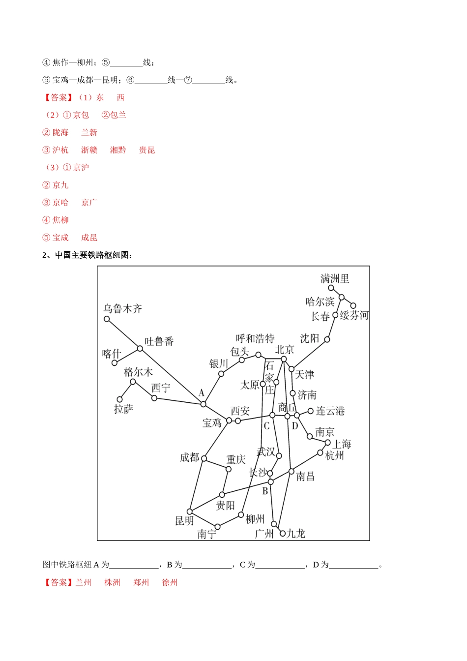 专题23 中国的交通-备战2024年中考地理识图速记手册与变式演练（全国通用）（解析版）.docx_第2页