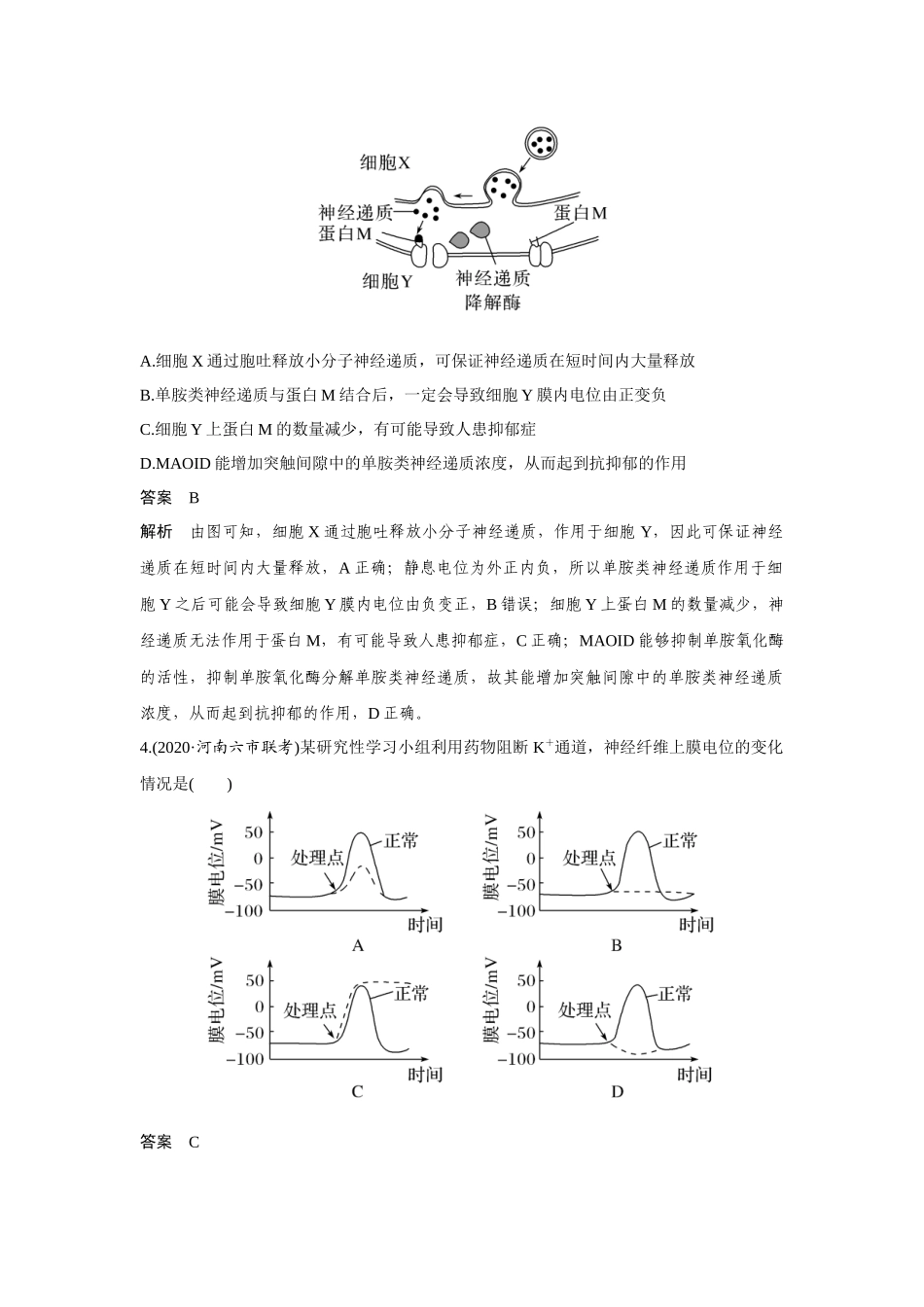 热点微练22　神经调节中的离子与神经递质-高考生物热点微练（新高考版）.docx_第3页