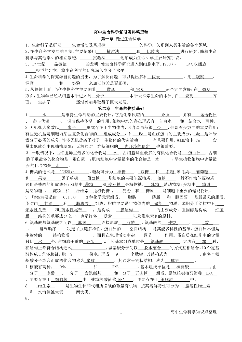 生物_高中生命科学资料_侧重记忆.doc_第1页