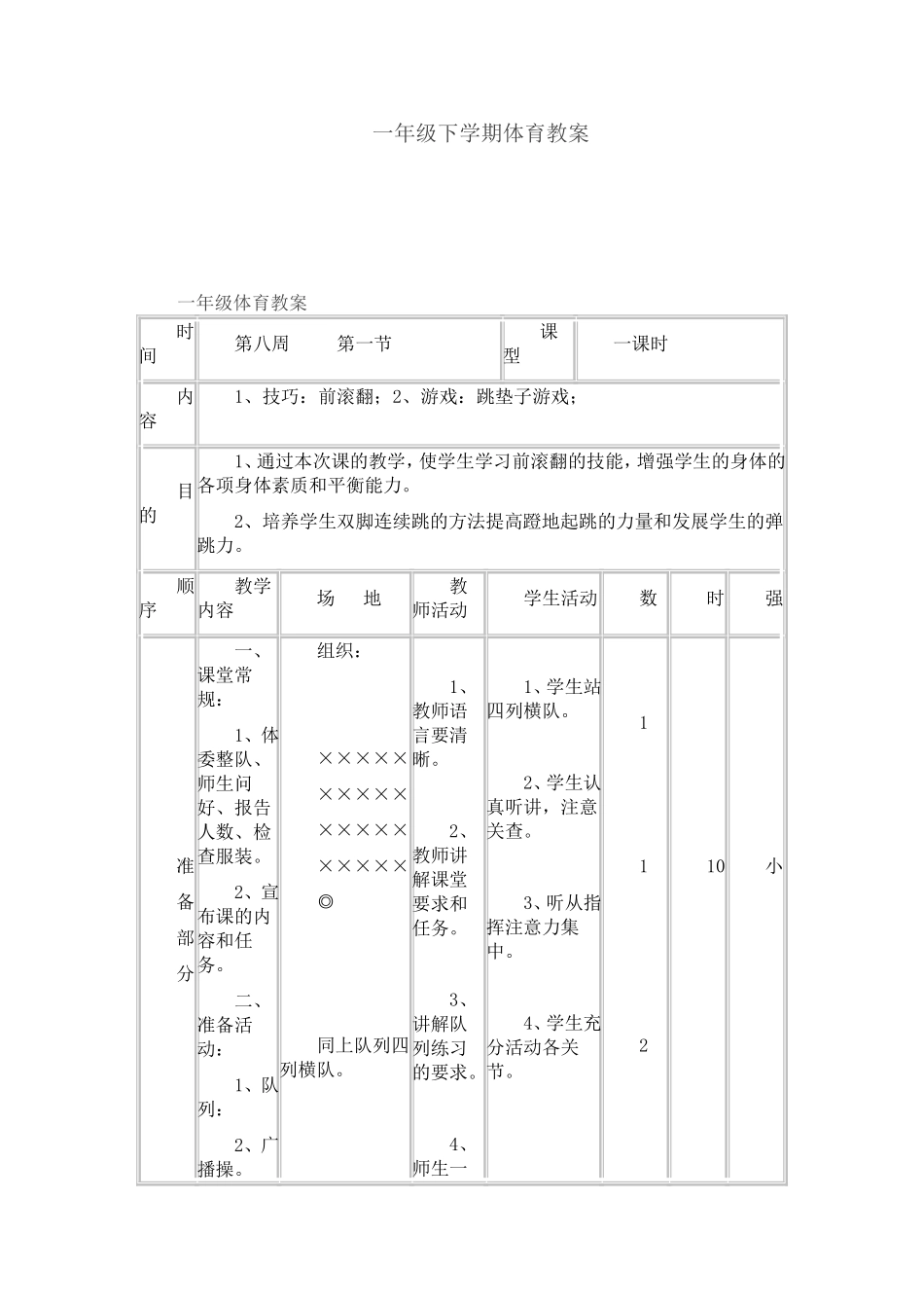 一年级下学期体育教案(下).doc_第1页