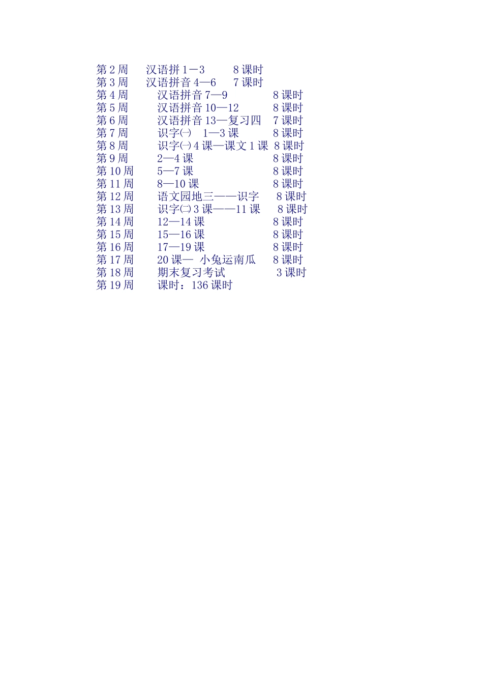 2016秋新人教版一年级语文上册教学工作计划.doc_第3页
