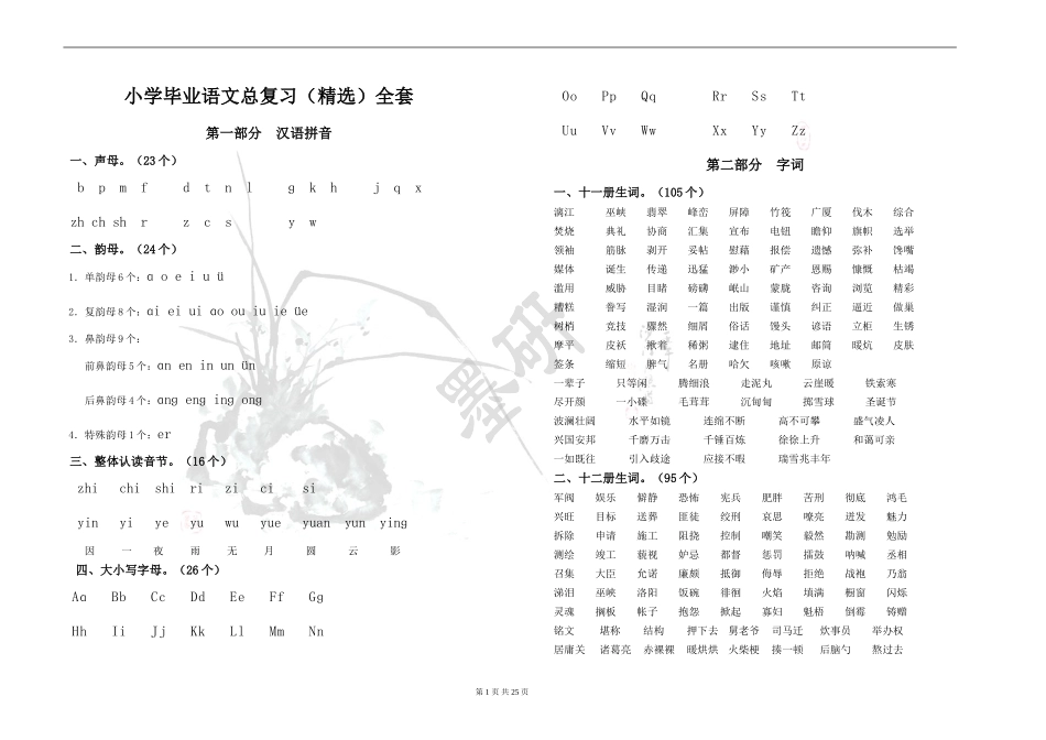 小学毕业语文总复习(精选)全套.doc_第1页