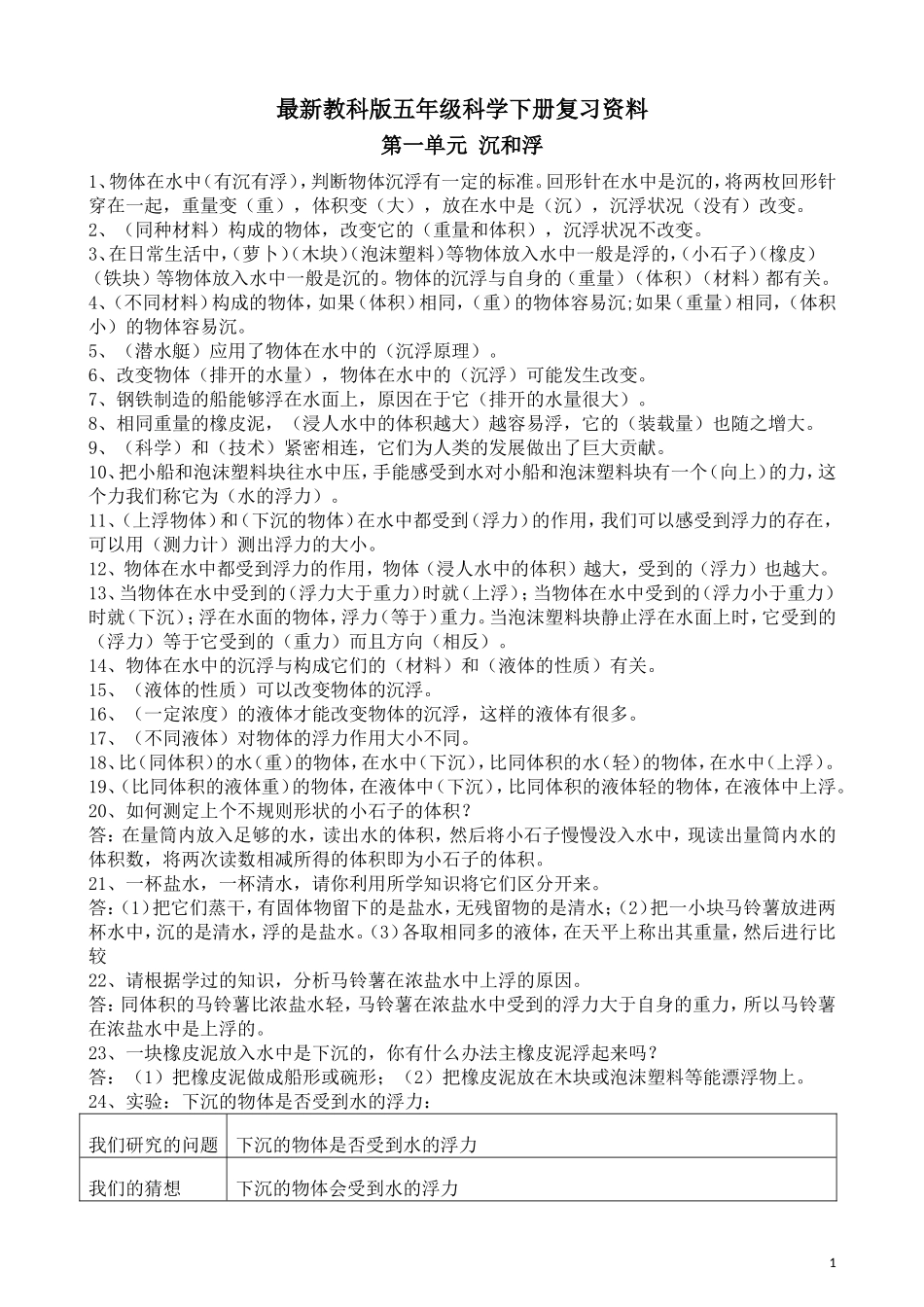 最新教科版科学五年级科学下册复习资料_538561541.doc_第1页