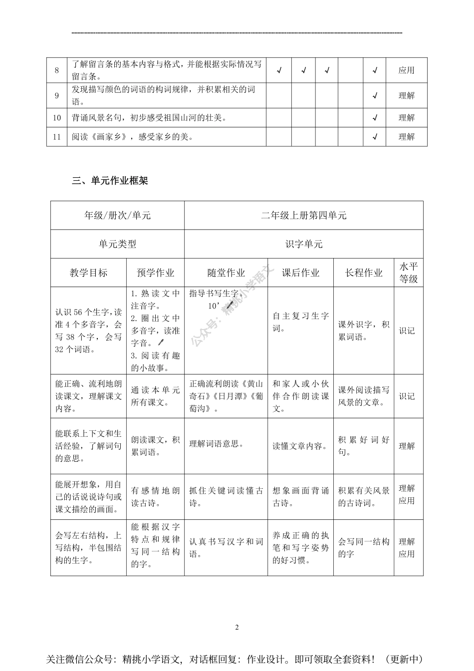 作业设计单：二年级上册第四单元.pdf_第2页