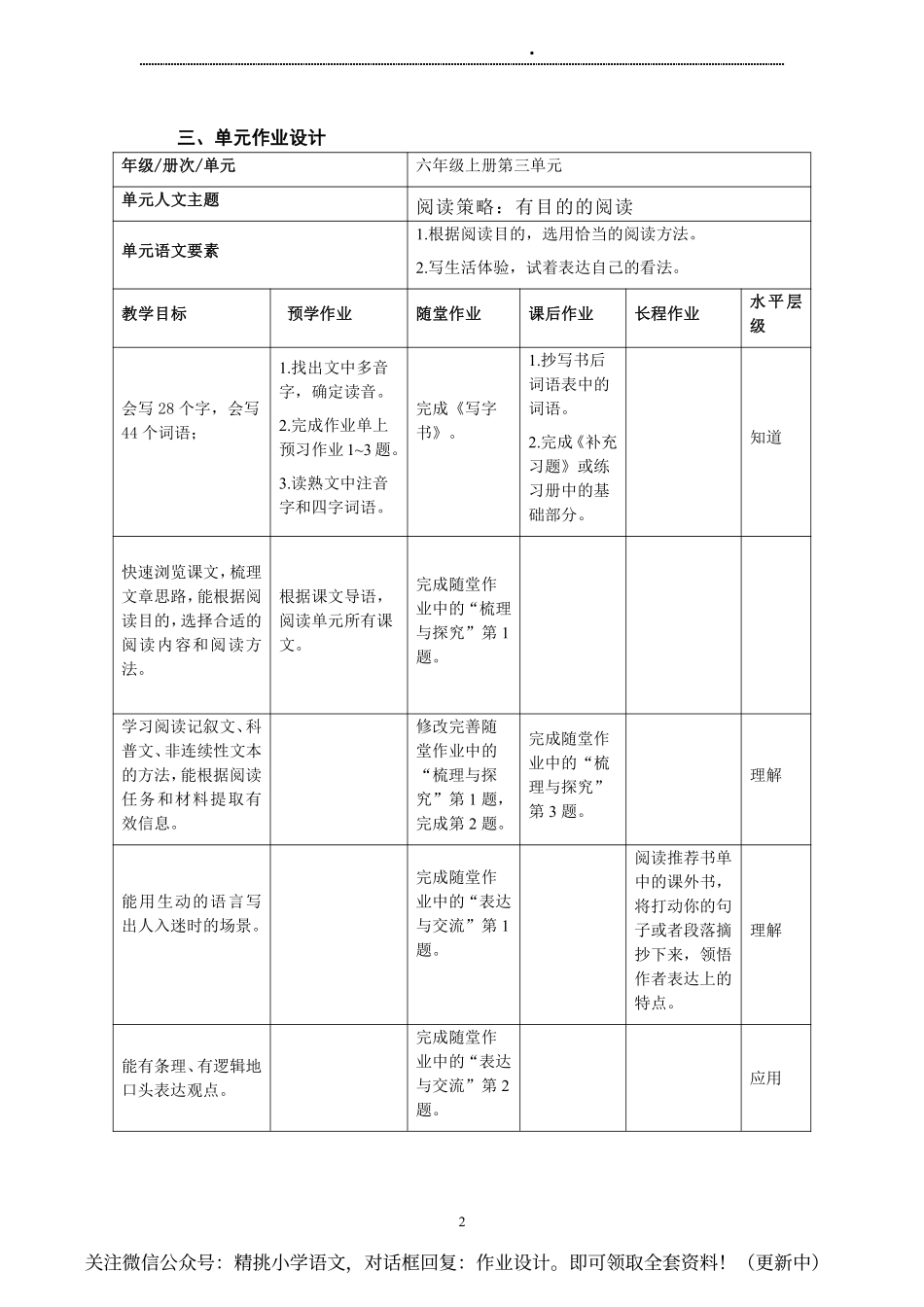 作业设计单：六年级上册第三单元.pdf_第2页