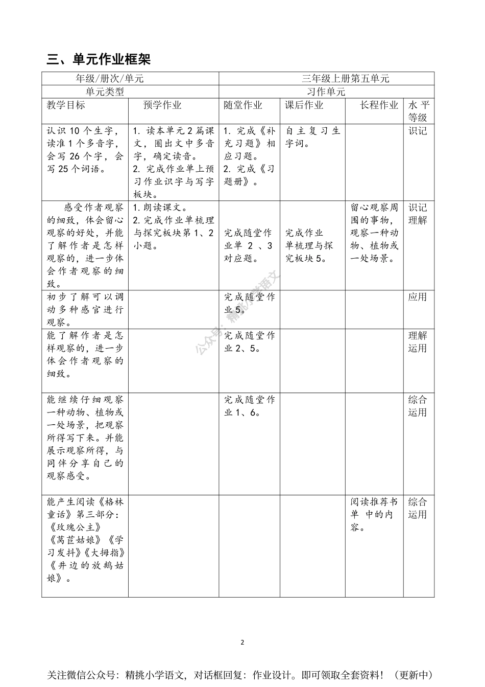 作业设计单：三年级上册第五单元.pdf_第2页