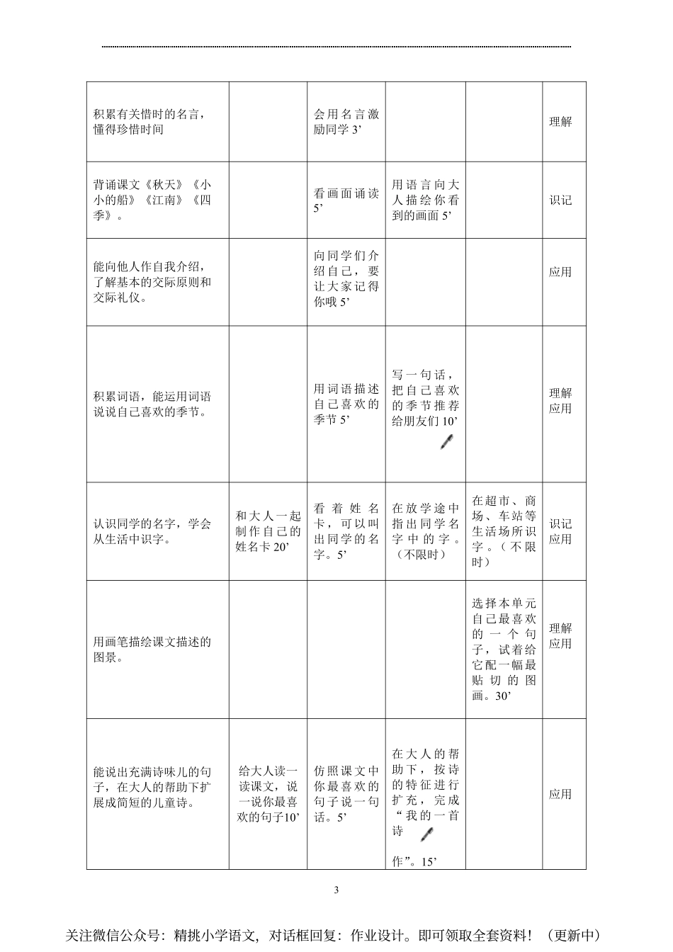 作业设计单：一年级上册第四单元.pdf_第3页