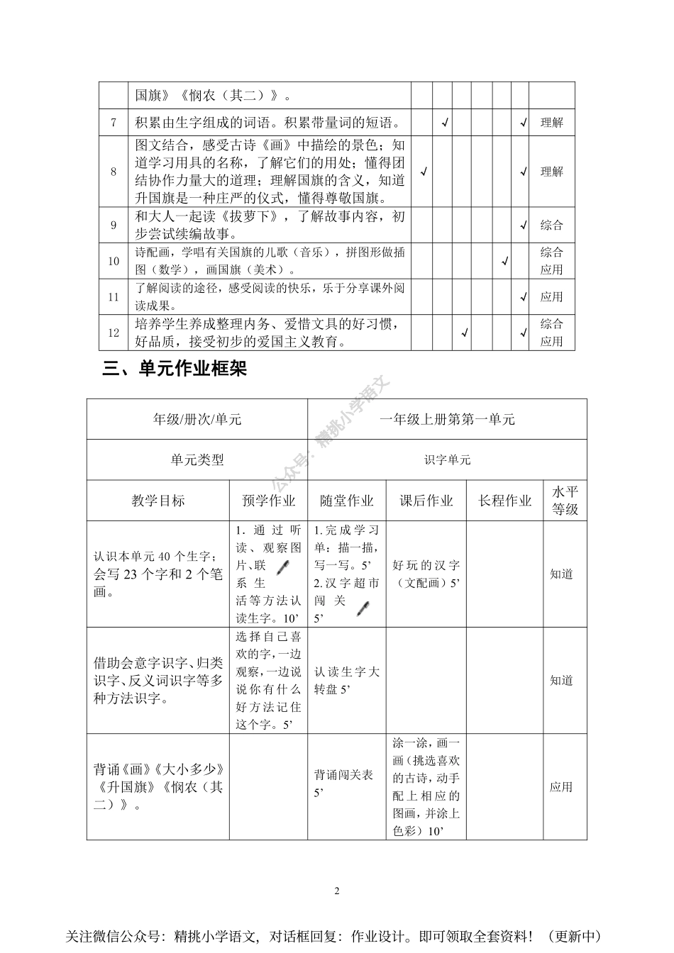 作业设计单：一年级上册第五单元.pdf_第2页