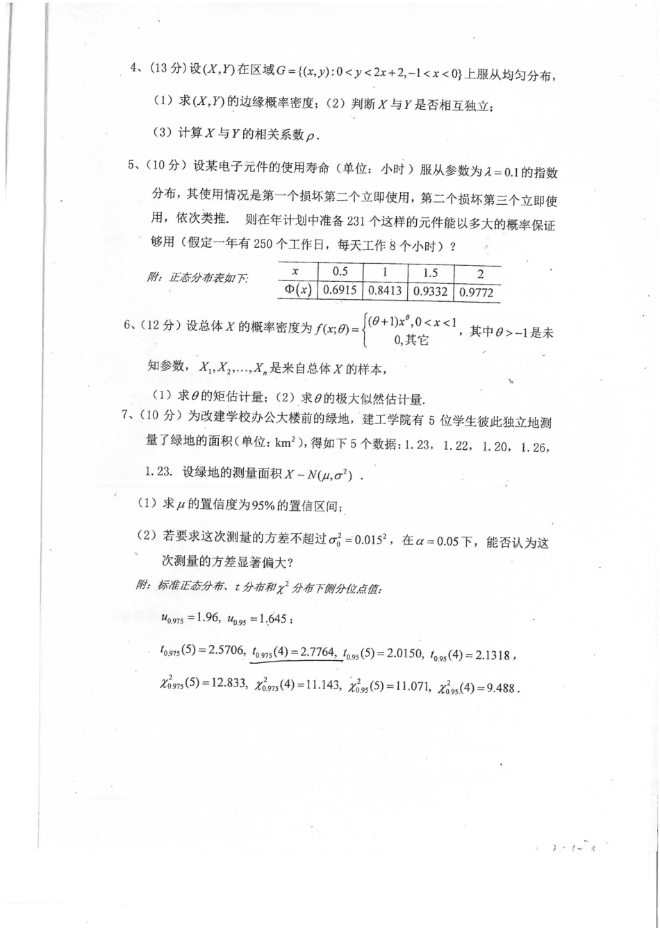 【期末试题】2014-2015春概率统计（理工）.pdf_第2页