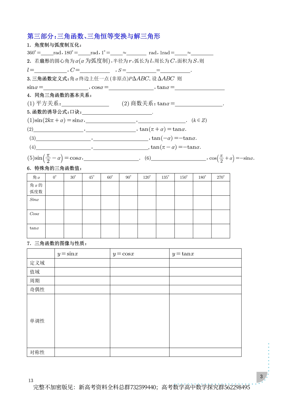 高中数学必备公式定理填空版.pdf_第3页