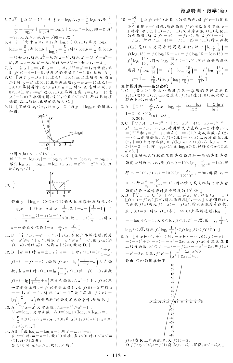 微点特训8 指数函数、对数函数 参考答案.pdf_第2页