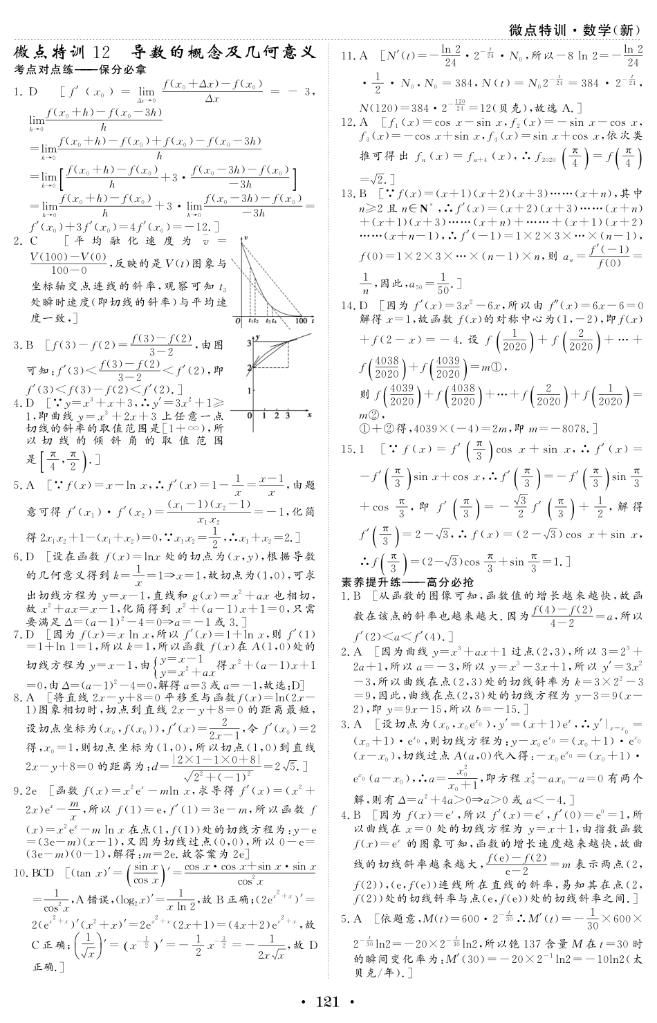 微点特训12 导数的概念及几何意义 参考答案.pdf_第1页