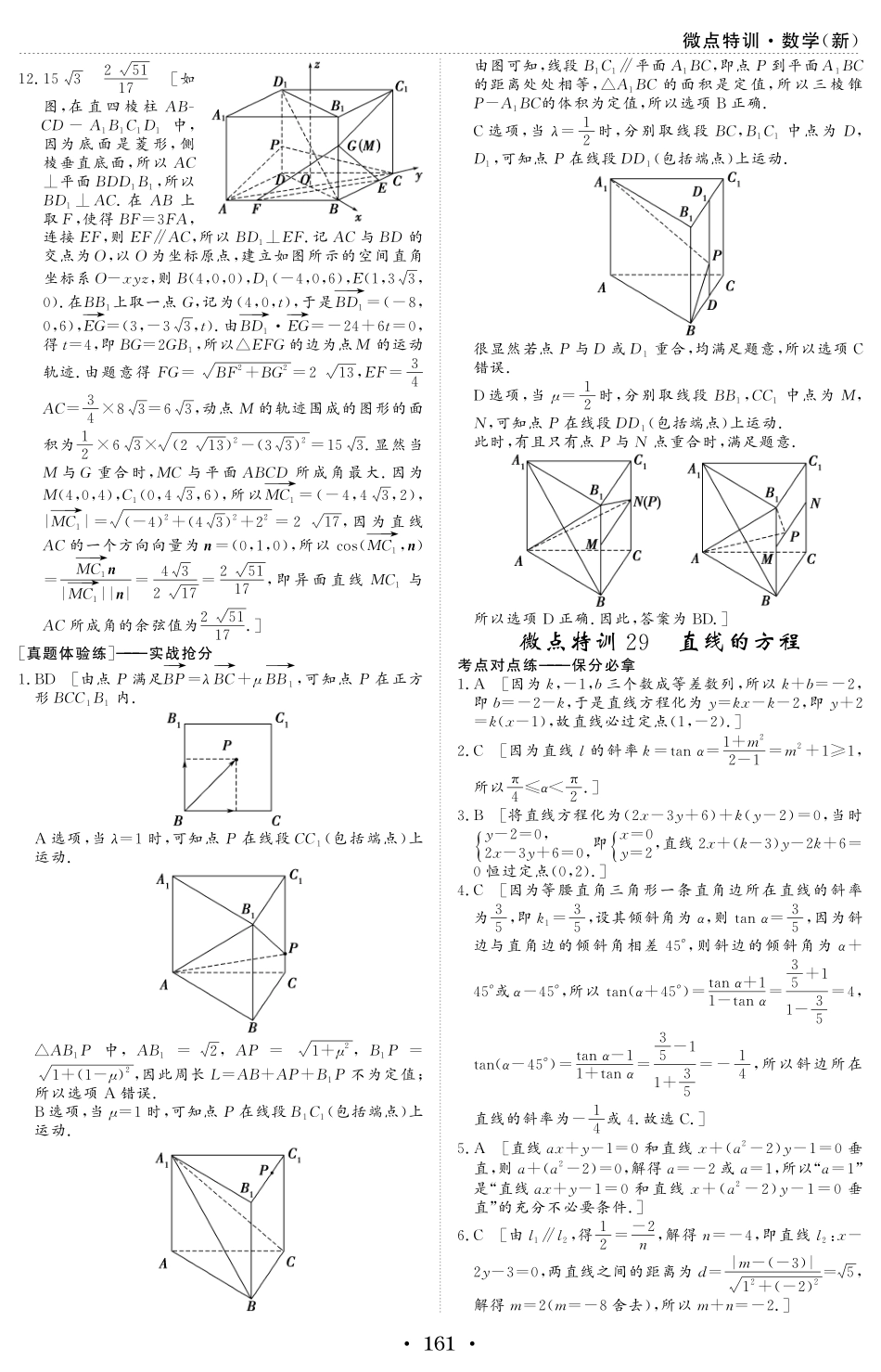 微点特训29 直线的方程 参考答案.pdf_第1页